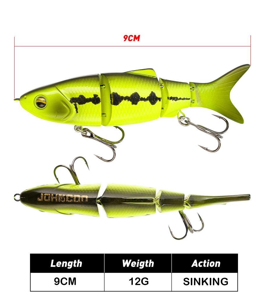 New cross-border model 9cm/12g sinking multi-section artificial fish bait for bass, snakehead, blackfish, military fish, multi-section minnow