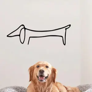 Modern Metal Dachshund Wall Art, Contemporary Home Decor for Living Room, Bedroom, Geometric Metal Sculpture, Gift for Dog Lovers