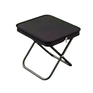 1 Pack Portable Black Folding Stool, Compact Collapsible Seat with Hidden Zipper Storage Compartment, Sturdy Metal Frame, Lightweight Foldable Chair for Camping, Fishing, Picnic, Travel, Hiking, Waiting Lines, Indoor & Outdoor Use
