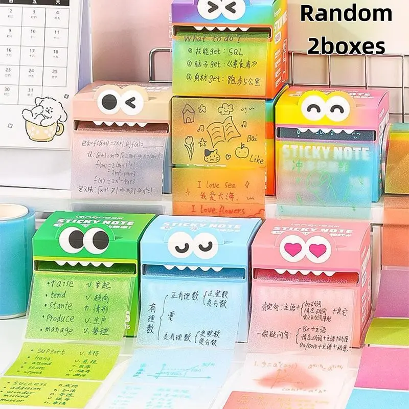 Cute Monster Pattern Stickers, 2 Boxes 310 Sheets Creative Compact Multi-Use Adhesive Sticky Notes, Office School Home Use, Ideal for Notes and Reminders