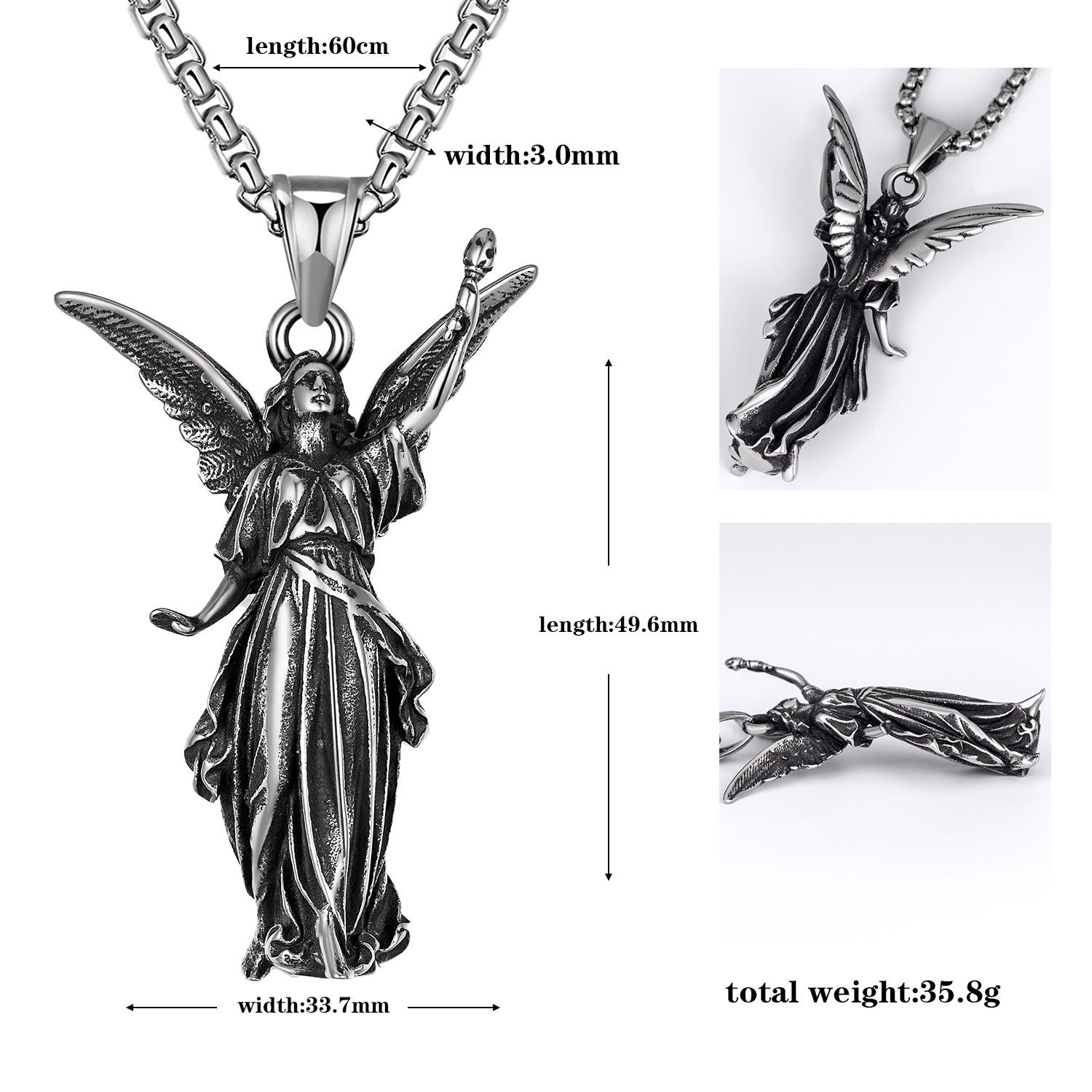Retro Hip Hop Angel Statue Biker Necklace