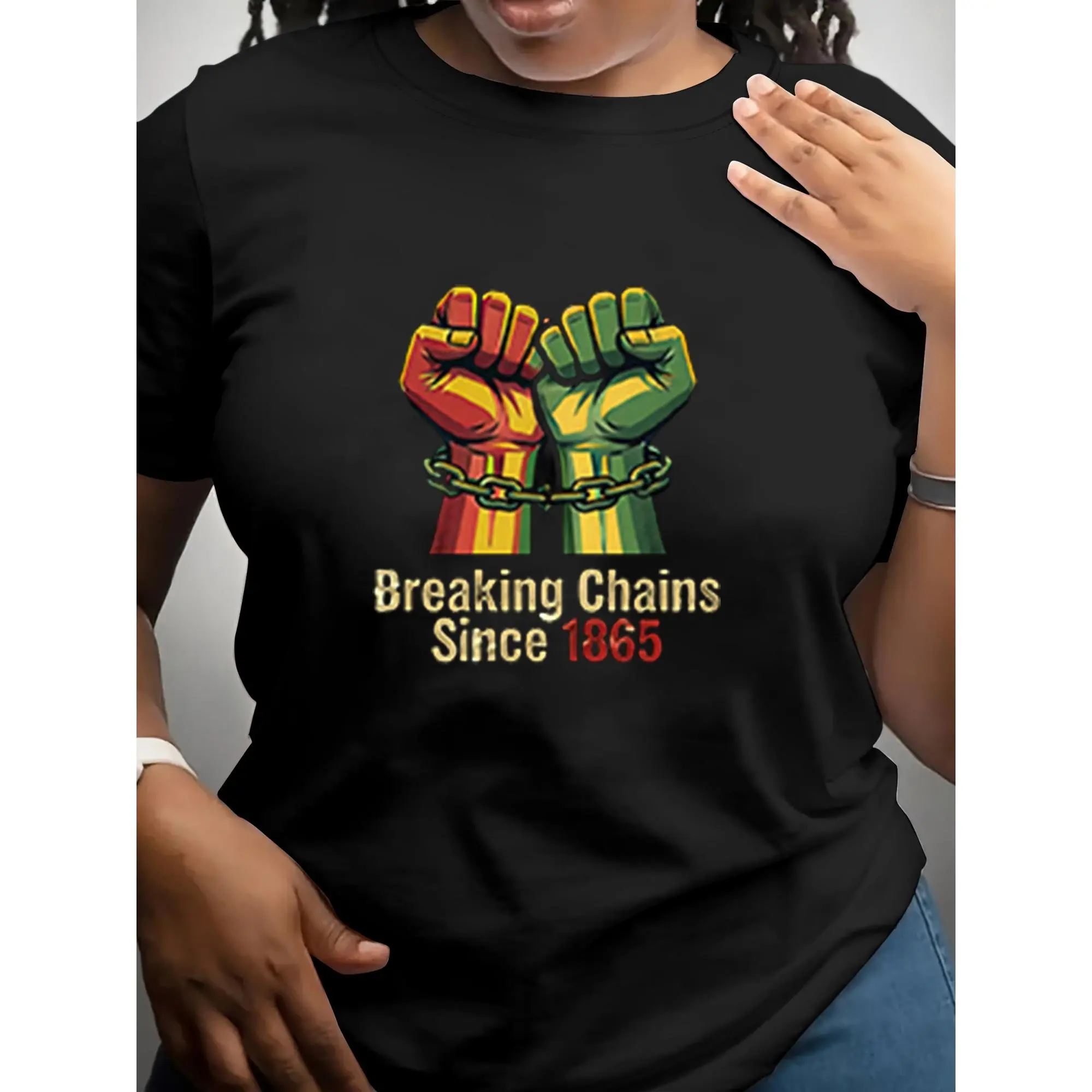 Breaking Chains Since 1865 Rasta Fist Graphic Short Sleeve T-Shirt - Women'S Short Sleeve T-Shirt