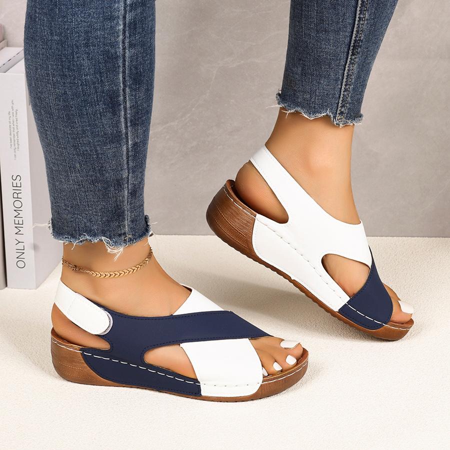 Women's Color Block Thick-Soled Sandals, Versatile Open-Toe Classic Summer Shoes, Women Shoes