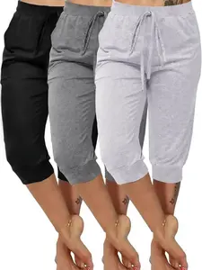 3-Pack Casual Capri Pants Set with Bow, Comfortable Wear-Home Lounge Pants, Stylish and Cozy Homewear, Perfect for Relaxing at Home