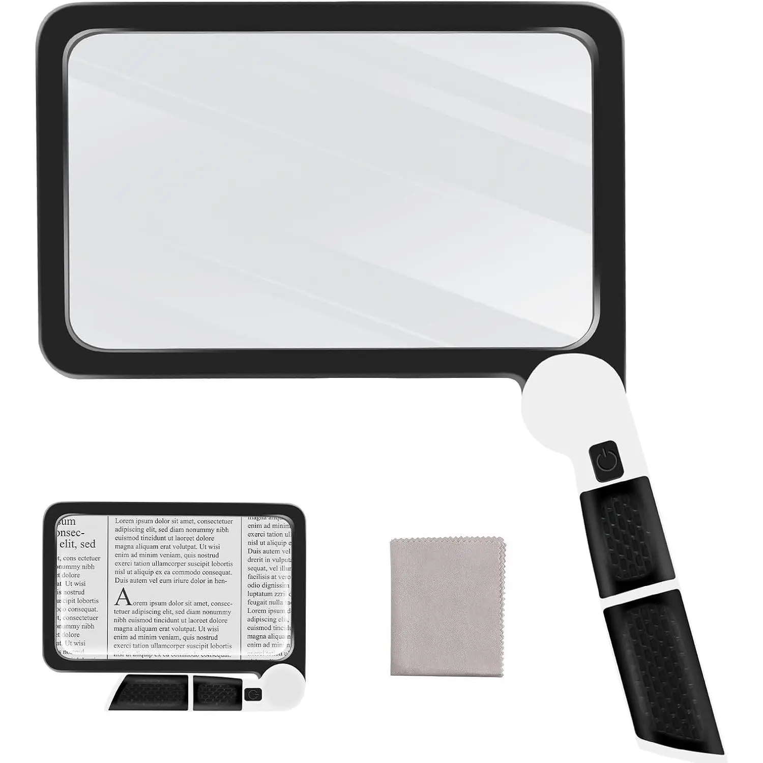 5X Magnifying Glass with Light, Lightweight Full Page Magnifier for Reading, Large Lighted Magnifier with 48 LED Light and Anti-Glare Lens, Ideal Gift for Seniors, Macular Degeneration, Low Visions