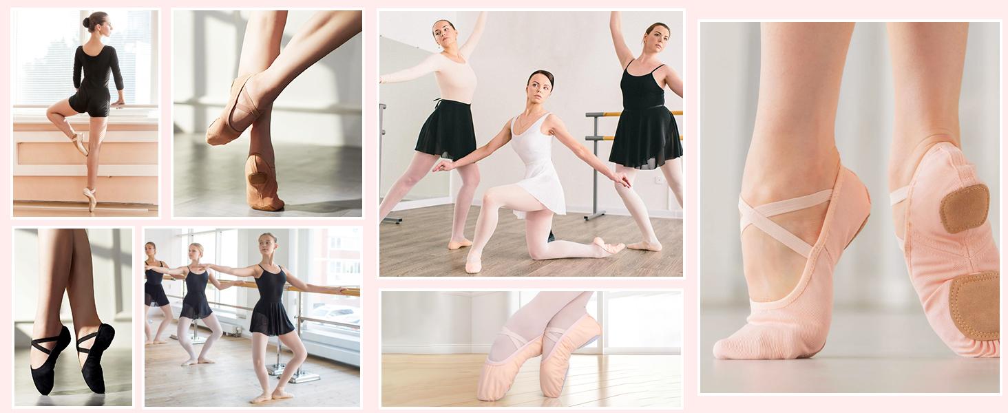 AGS Stelle Women Ballet Shoes Highly Stretch Canvas Adult Ballet Slippers Split Sole Yoga Dance Shoe for Girls Boys