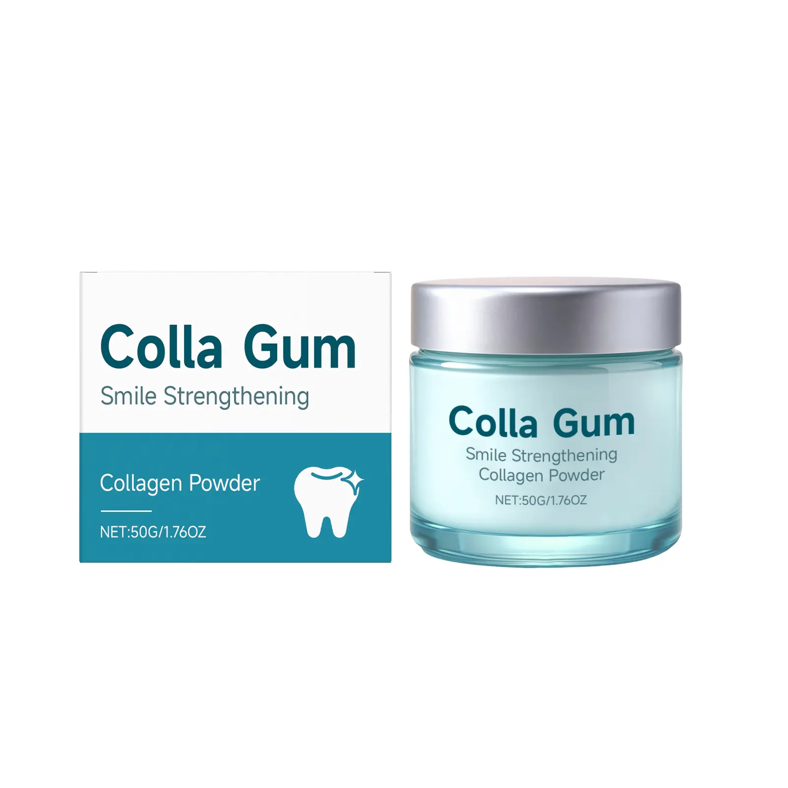 Tooth powder for plaque, yellow teeth, and bad breath, collagen tooth powder gently cleans and protects tooth stains on the tooth surface, providing a fresh smile and daily oral care