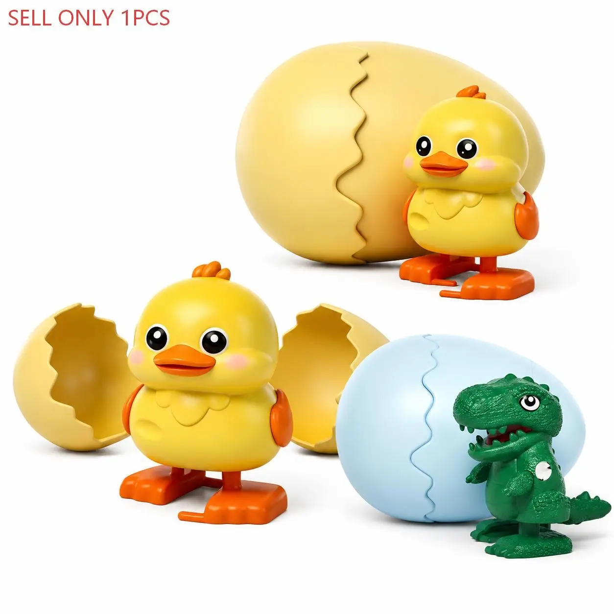 Wind Up Hatching Egg Toys for Kids - Clockwork Jumping Dinosaur & Walking Duck Toy , Novelty Pop-out Action, Childrens Birthday Party Bag Fillers, Favours Pack