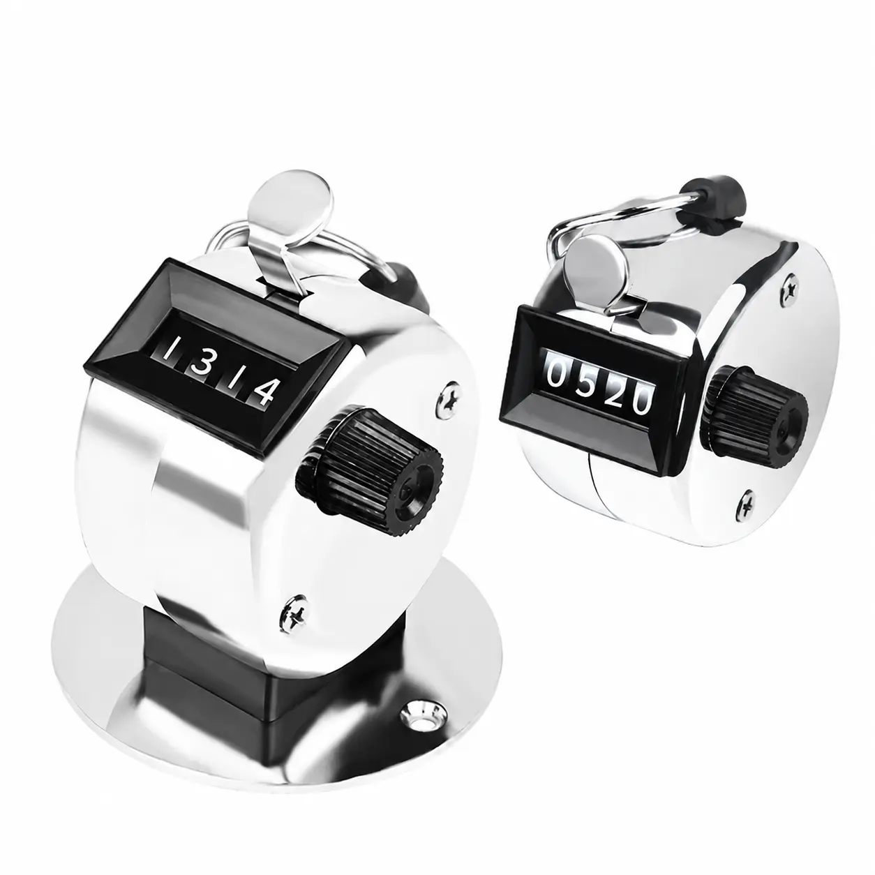 Precision Mechanical Manual Counter with 0–9999 Digit Range, Durable Silver Stainless Steel Construction for High-Traffic Industrial, Retail, and Event Counting Applications