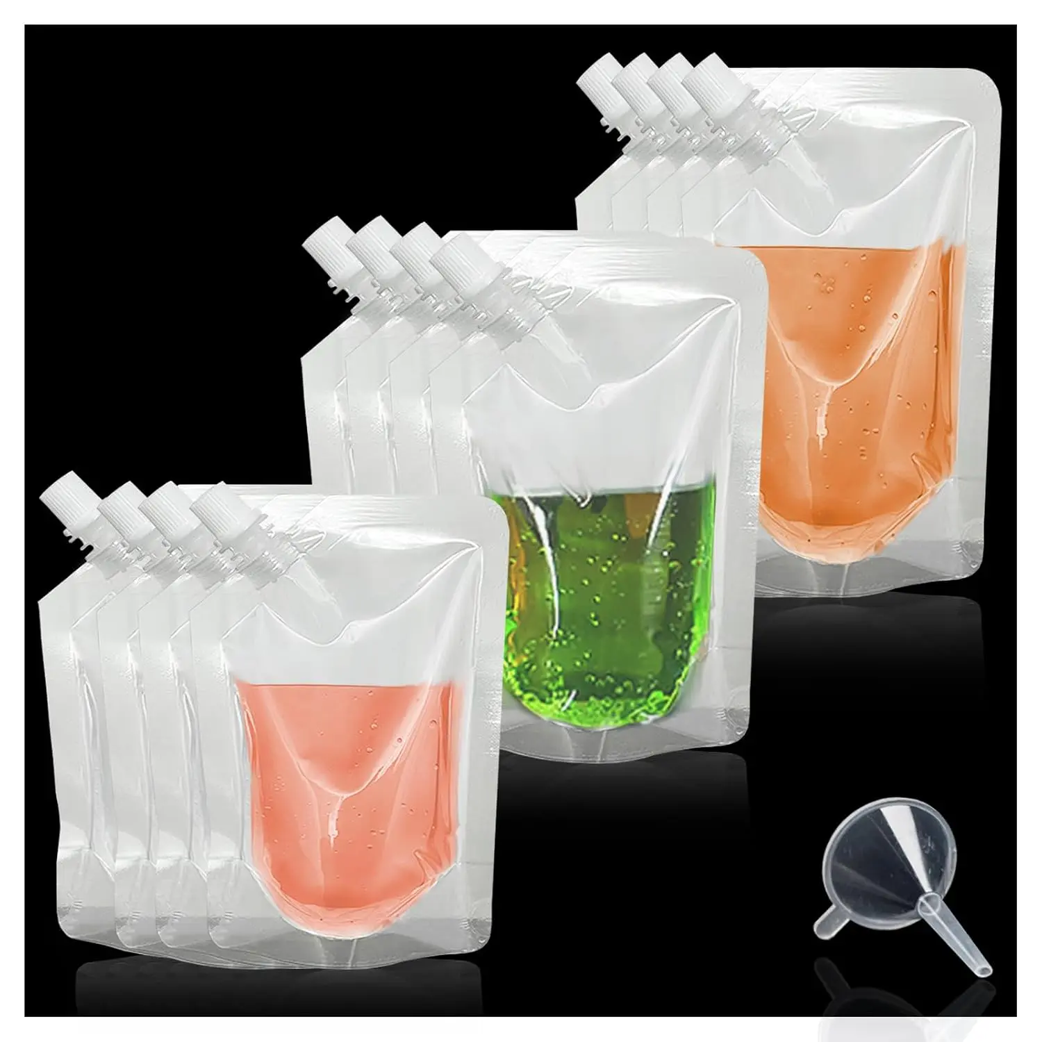 12 count Drinks Flasks Juice Flasks, Concealable and  Drink Pouches, Leak-Proof  Grade Plastic for Travel,Concerts,with Funnel (8OZ-250ml)