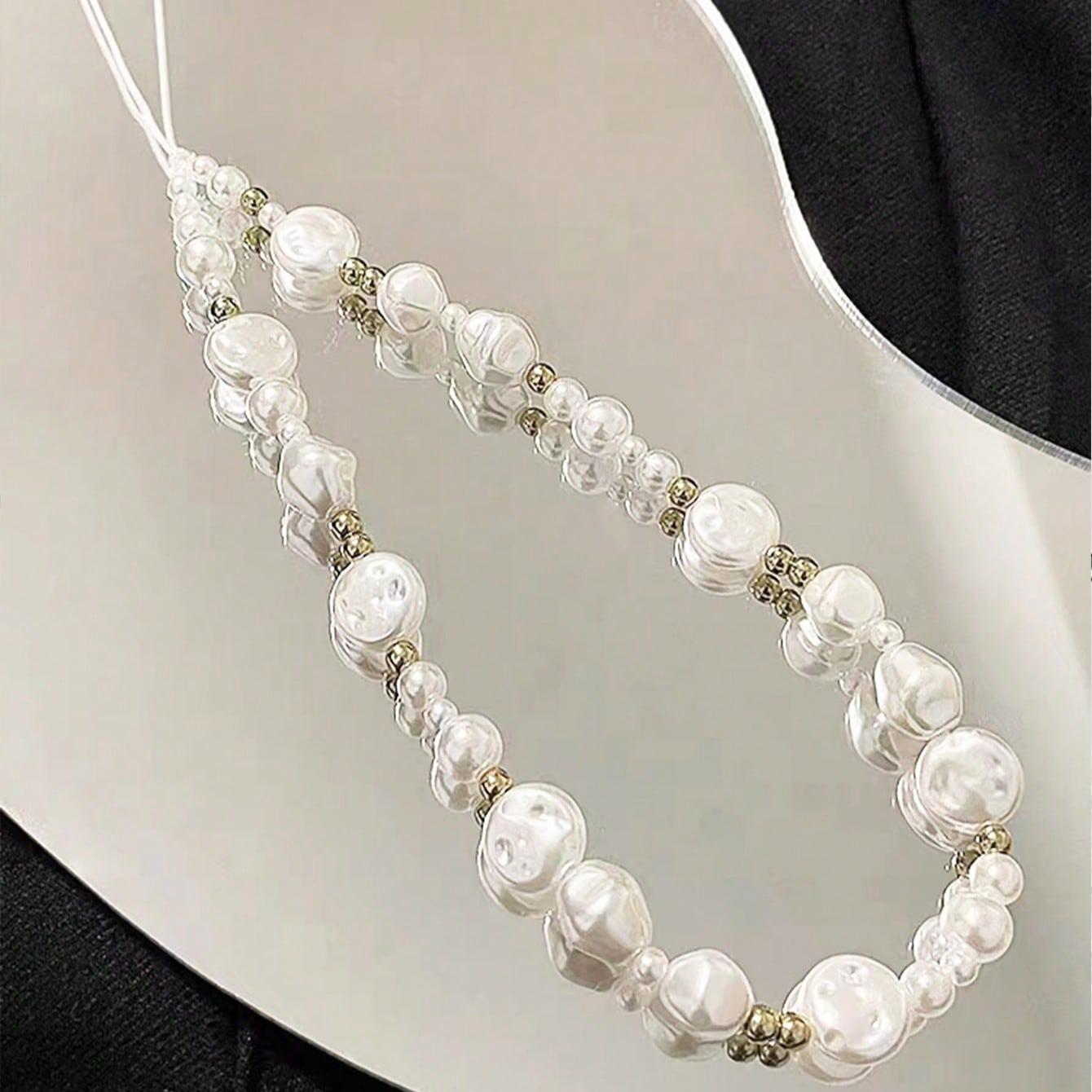 Faux Pearl Decor Beaded Phone Chain, Anti-lost Phone Lanyard, Fashion Phone Strap for Women & Girls, Phone Strap Holder, Mobile Phone Decoration Accessories, Charms