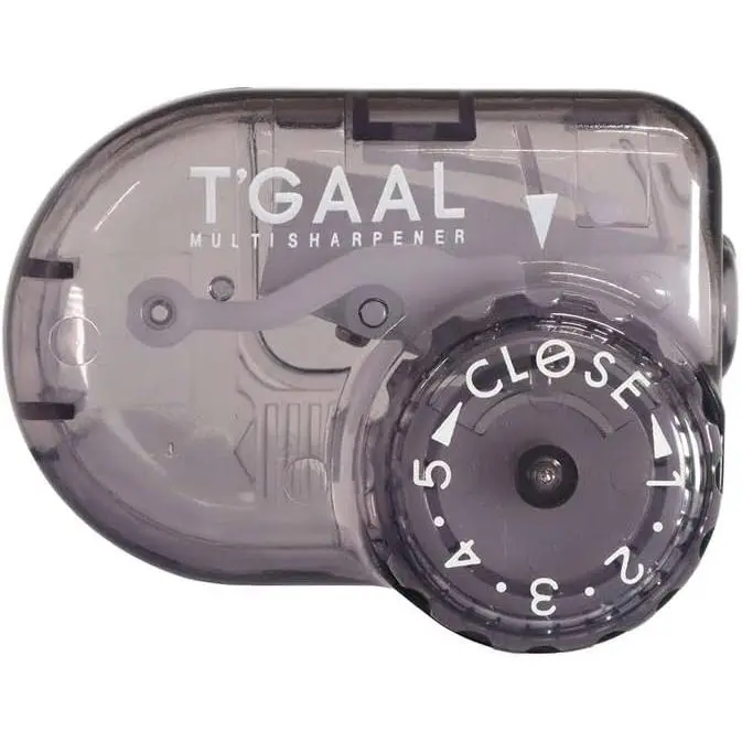 STAD T'GAAL Angle-Adjustable Pencil Sharpener (RS036BK), Translucent Black with Dial Settings, 1 ea, H49x65x27mm