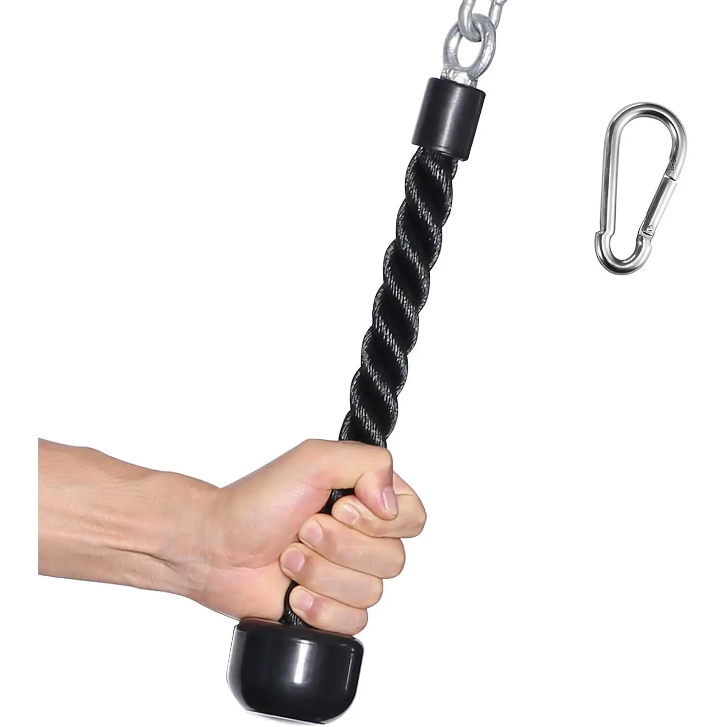 Tricep Rope 27 & 36 inches 2 Colors  Attachment  Machine Pulldown Heavy Duty Coated Nylon Rope with Solid Rubber Ends