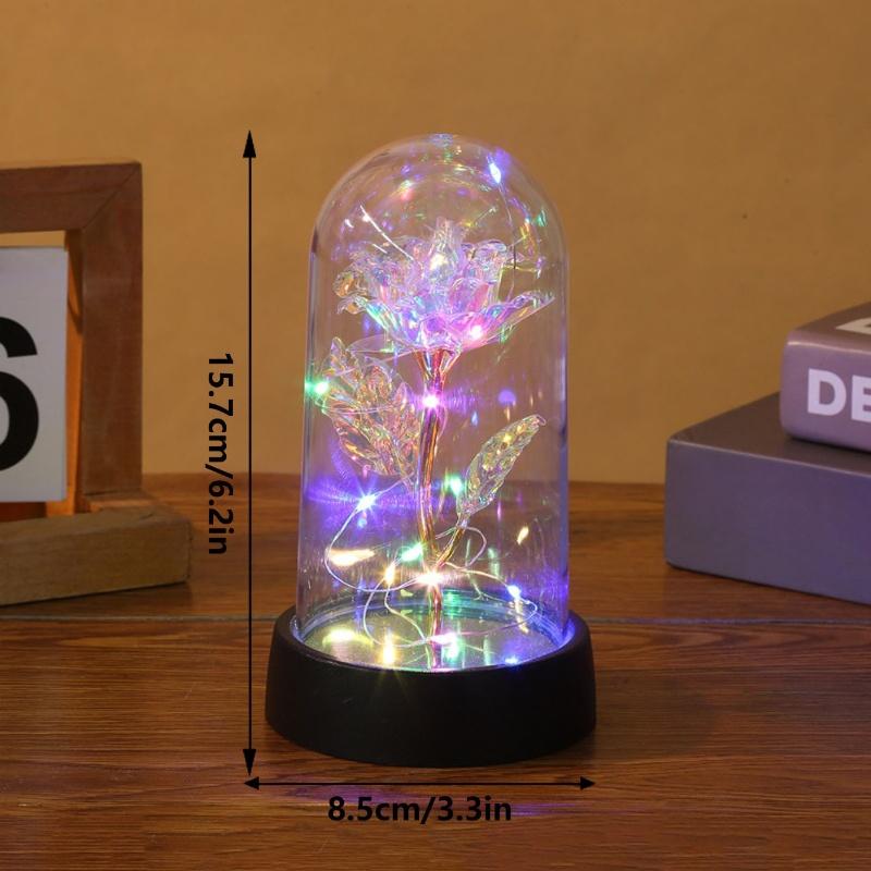Artificial Rose in LED Light, 1 Count Battery Powered Simulation Rose Flower Desk Ornament with Light, Decorations for Home Party Wedding Anniversary