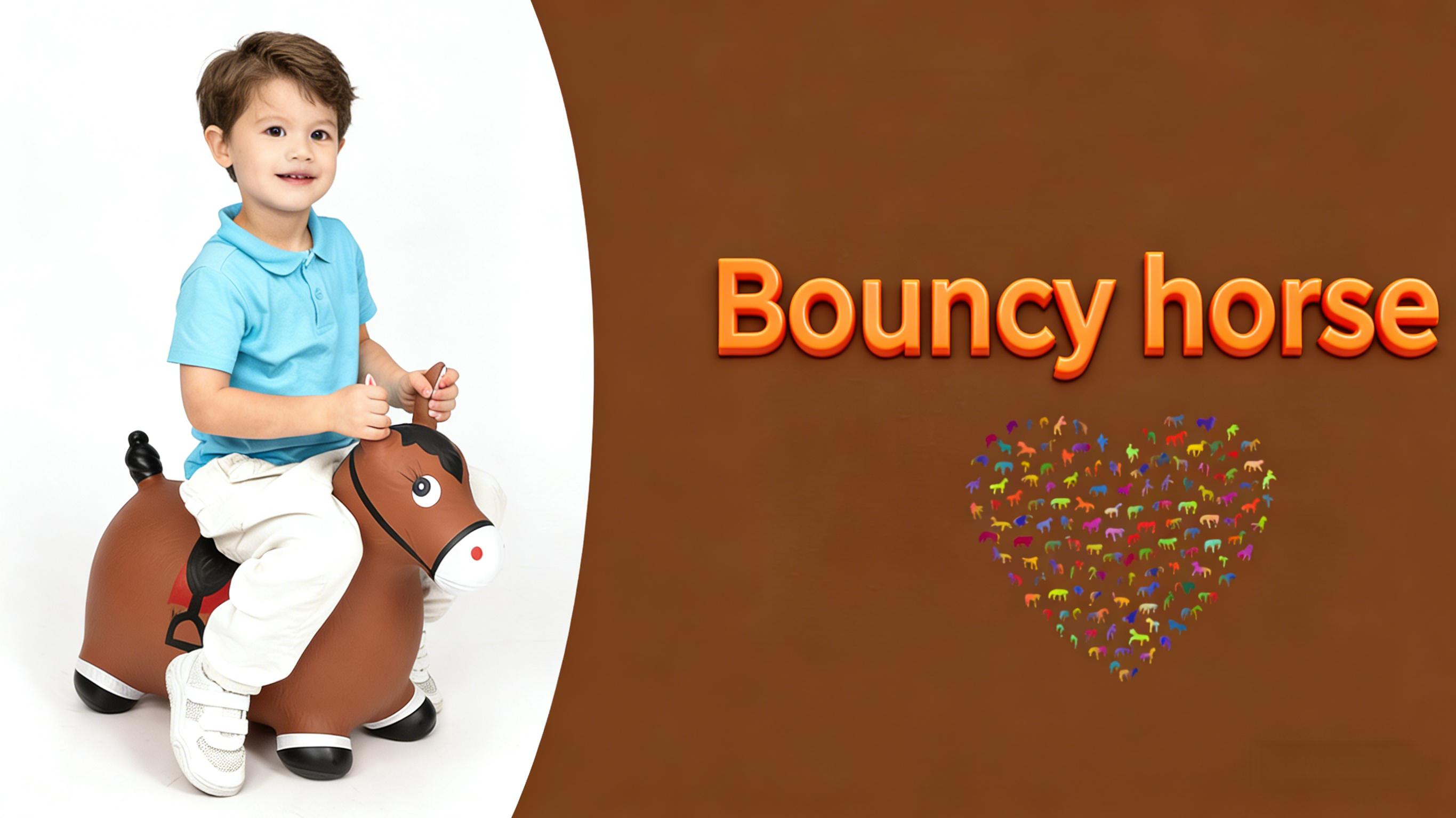 Bouncy Horse Hopper Toys, Toddlers Bouncing Farm Animals Inflatable Jumping Hopping Horse, Ride on Rubber Bouncer for Kids, Outdoor Indoor Cool Birthday Gifts for 2 3 4 5Year Old Girl Boy