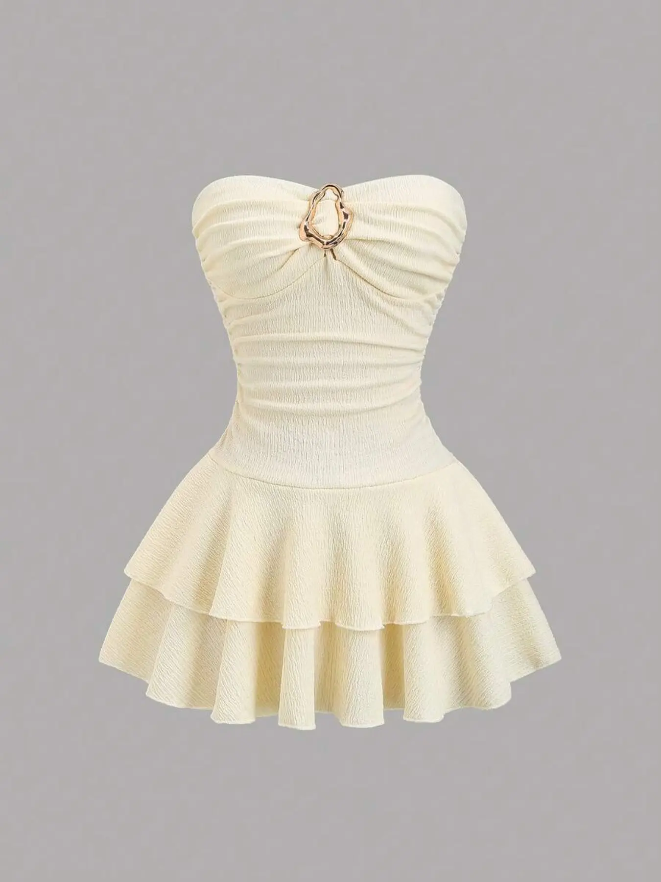 Elegant Strapless Layered Mini Dress for Women, Chic No-Shoulder Design, Perfect for Special Occasions, Stylish and Comfortable