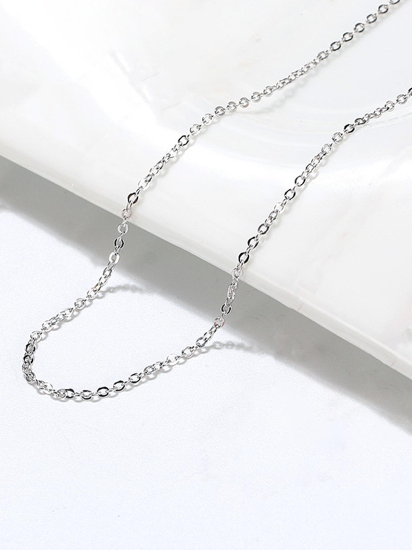 925 Sterling Silver Adjustable Cable Chain Necklace for Women, Fashion Jewelry for Party, Daily Decor, Trendy All-match & Exquisite Jewelry for Birthday Gift