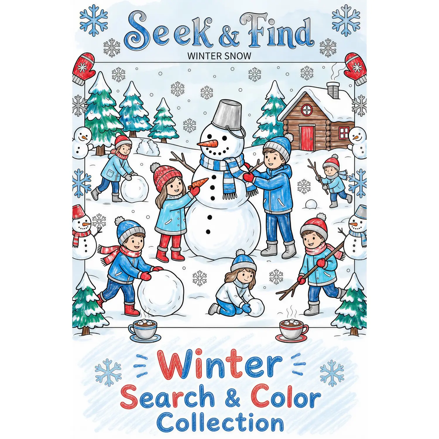 10Pcs Winter Snow Seek and Find Coloring Sheets, Snowy Outdoor Style for Hand Coloring, Journal Decoration, Scrapbooking and DIY Crafts, Suitable for Planner Accessories and Office Products