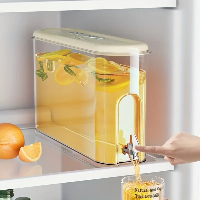 Cold Water Bottle with Faucet, Large Capacity Sealed Food-Grade Cold Water Bottle, Essential for Summer Refrigerator, Home Use, Cold Water Pitcher, Water Jugs, Logo Sticker Included