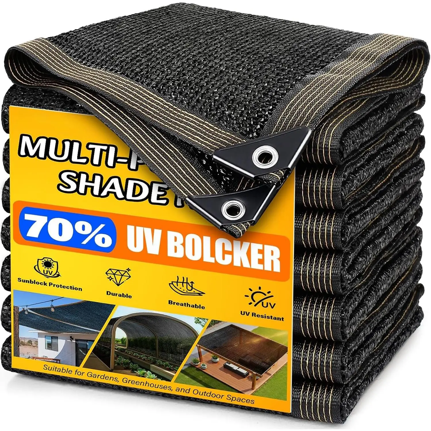70% Shade Cloth 3.3x6.6 FT, Sun Shade Net with Grommets, UV Block Mesh Tarp for Outdoor Patio, Garden, Pergola, Greenhouse, Chicken Coop, Balcony