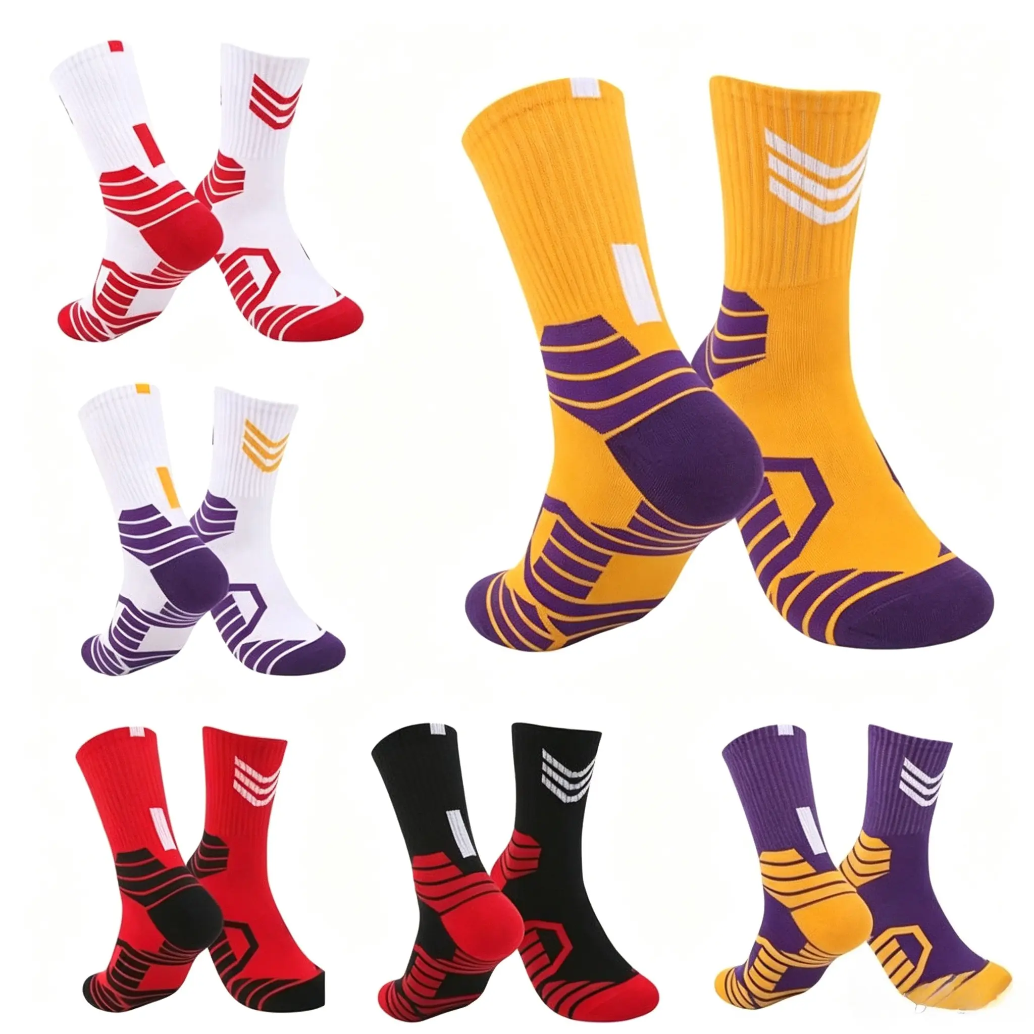 Women's 9-Pair Absorbent Mid-Calf Sock Sets, Casual Sport Towel Bottom Socks with Wear-Resistant, Anti-Slip Soles for Basketball