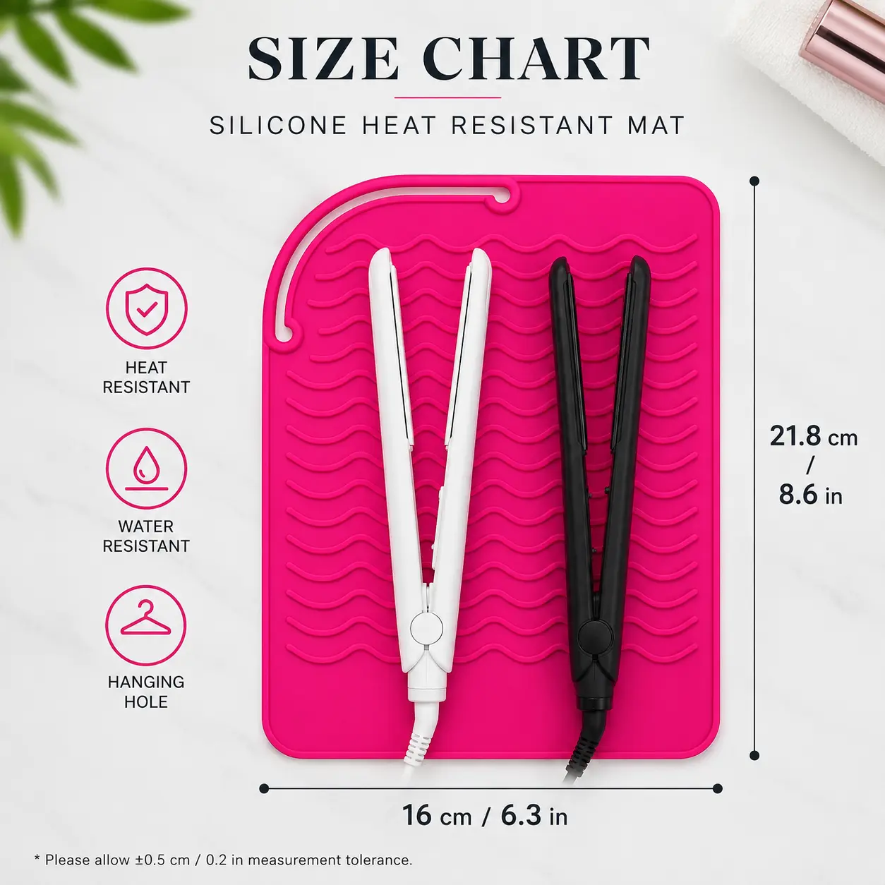 1PCS Flexible Silicone Heat-Resistant Mat - Waterproof Bathroom Countertop Protector, Roll-Up Storage Sleeve for Hair Straighteners, Flat Irons, Curling Wands & Hair Styling Tools for Dorm Rooms & Daily Beauty Routine
