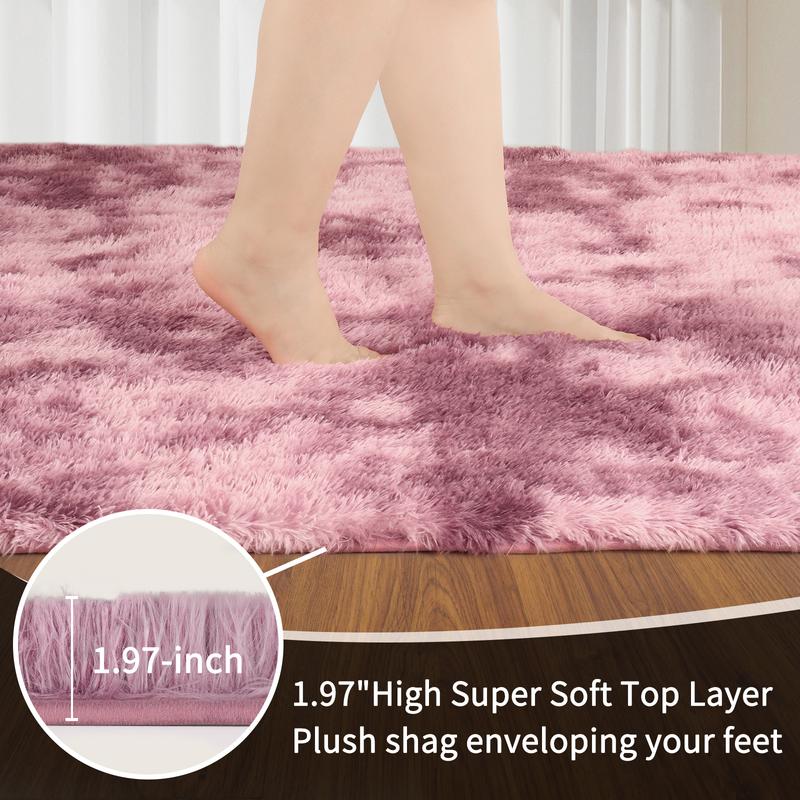 FAMVAL Large Size Plush Rugs Big Fluffy Area Rug Non-slip Soft Shaggy Carpet Mats for Livingroom Bedroom Nursery Home Decor Tie-dye Purple Christmas gifts