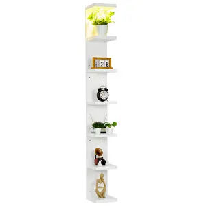 Garvee White Floating Wall Shelf with LED Lights & Remote – Modern Wall-Mounted Display & Storage for Living Room, Bedroom, Entryway – Heavy Duty Shelves for Books & Decor