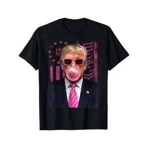 Men's Trump Bubble Gum Graphic Tee, USA Flag Design, Iconic Viral Slogan, Edgy Patriotic Streetwear