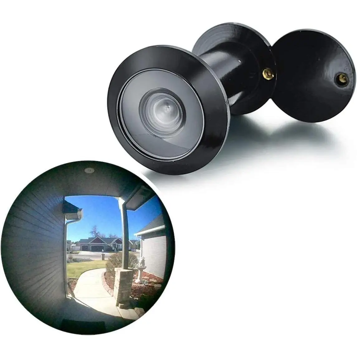 TG3016YG- Brass UL Listed Solid Brass  Glass Lens 220- Door Viewer Peephole with Heavy Duty  Cover for /8" to 2-1/6" Doors, Black Finish