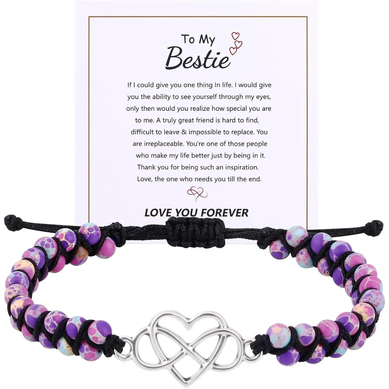 Gifts for Women Infinity Love Heart Bracelet  Stone Beaded Bracelets  Day Anniversary Graduation Christmas Birthday Gifts for Mom Grandma Daughter Granddaughter Sister Bestie Girlfriend