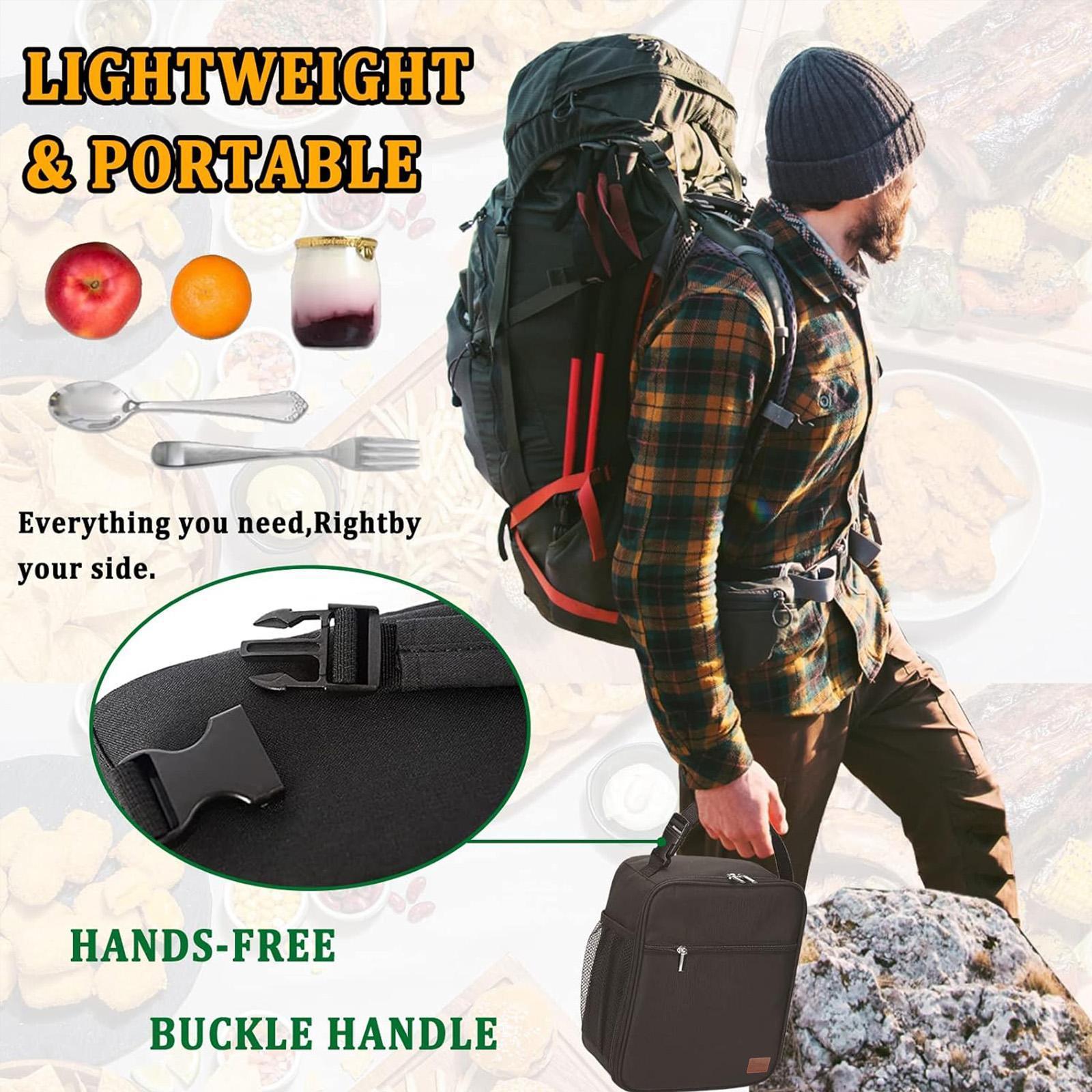 Black Small Flip Cover Lunch Bag Reusable Portable Lightweight Thermal Insulated Lunch Tote Bag For Men Women Adults Office Work Picnic Travel Daily Commute Food Storage Bag