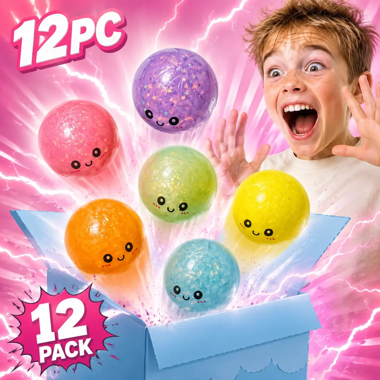 Pack of 12 Glitter Dumpling Mystery Collectible Toys with Gift Box, Skin-Friendly TPR Decompression Squeeze Fidget, ASMR Calming Desktop Ornament, Cute Unboxing Collectible, Ideal Classroom Reward & Daily Stress Relief Pocket Trinket