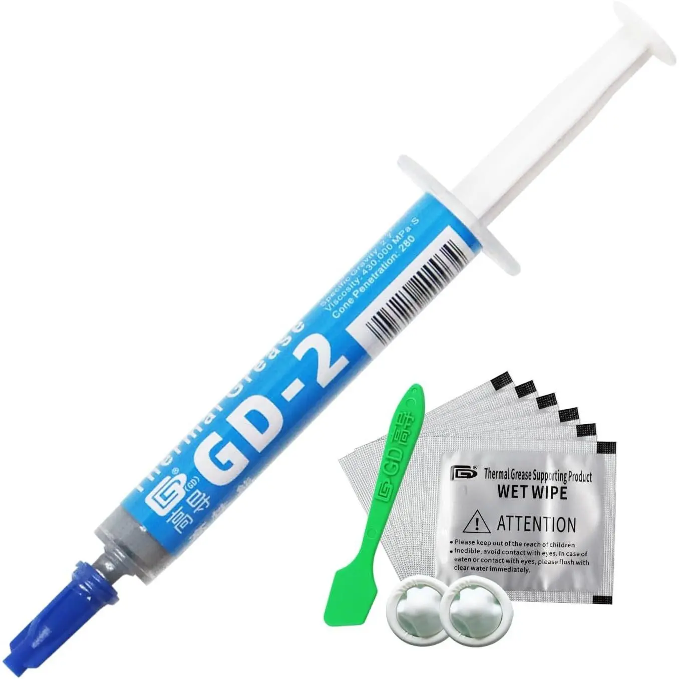 GD-2 (4 g, incl. 1 Spatula, 6 Wet Wipes, 2 Finger Cots)  Thermal Conductive  Paste  Compound for CPU, GPU, Heat Sink Cooler