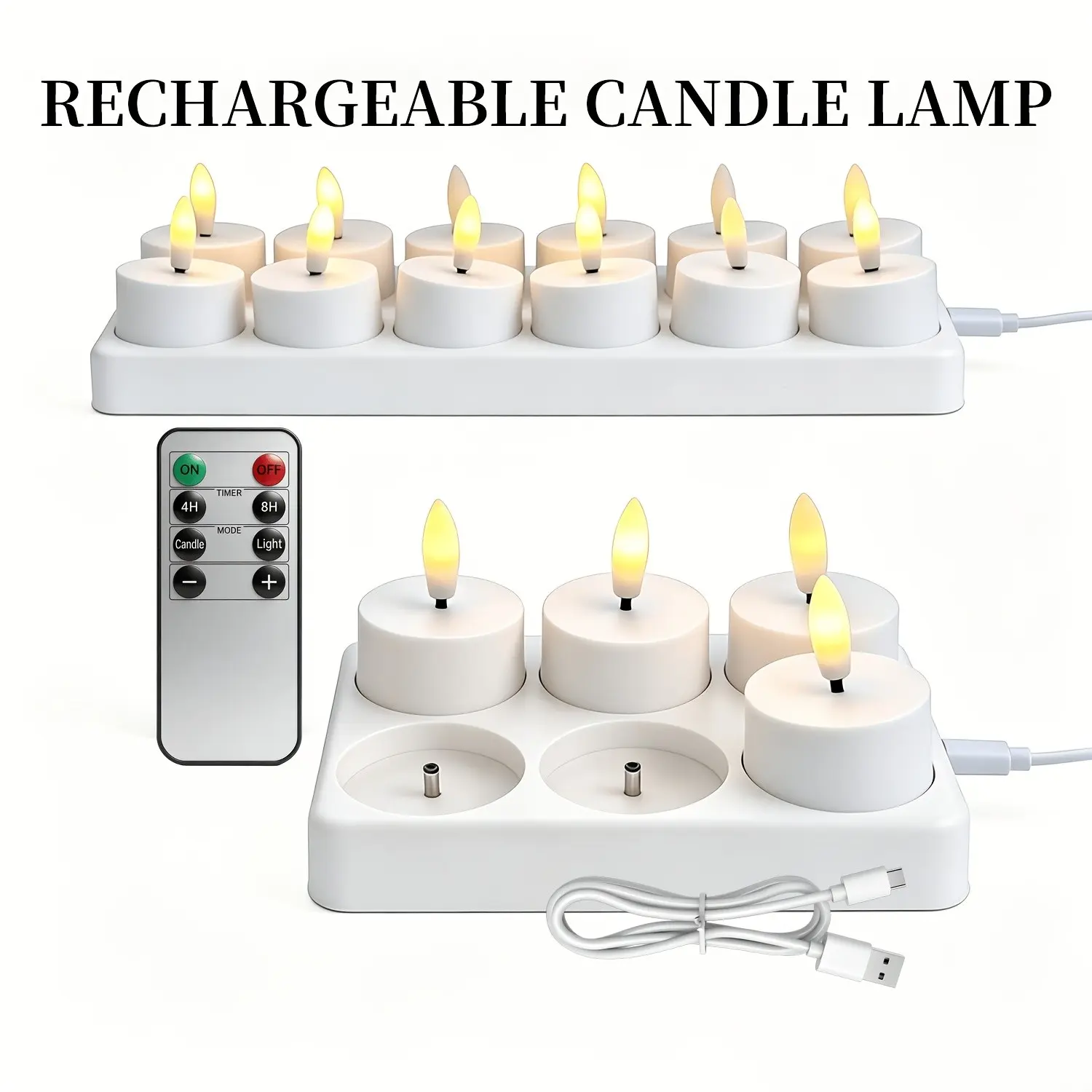 6pcs, Rechargeable LED Candle Lights, Flameless Simulated Flame Design, for Home Dining Room Decor, Ambient Lighting for Holiday, Party, Valentine'S Day And Christmas