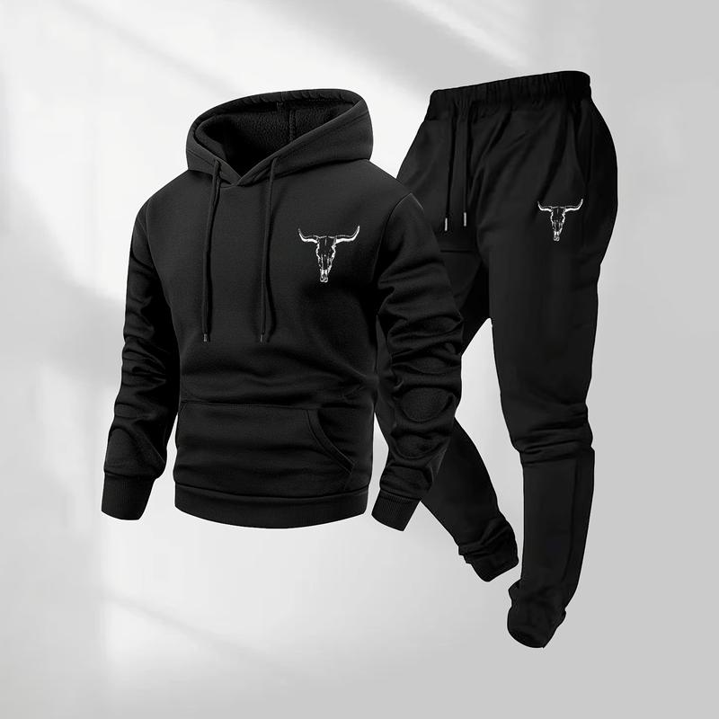 Men's Western-Style Bull Print Hooded Sweatshirt And Drawstring Sweatpants Set, Men's Clothing, Casual Sports Long-Sleeved Hooded Jacket And Pants, Suitable For Autumn And Winter Wear, Men's Everyday Casual Wear, Indoor And Outdoor Sportswear, Tracksuit. Men's Western-Style Bull Print Hooded Sweatshirt And Drawstring Sweatpants Set, Men's Clothing, Casual Sports Long-Sleeved Hooded Jacket And Pants, Suitable For Autumn And Winter Wear, Men's Everyday Casual Wear, Indoor And Outdoor Sportswear, Tracksuit.