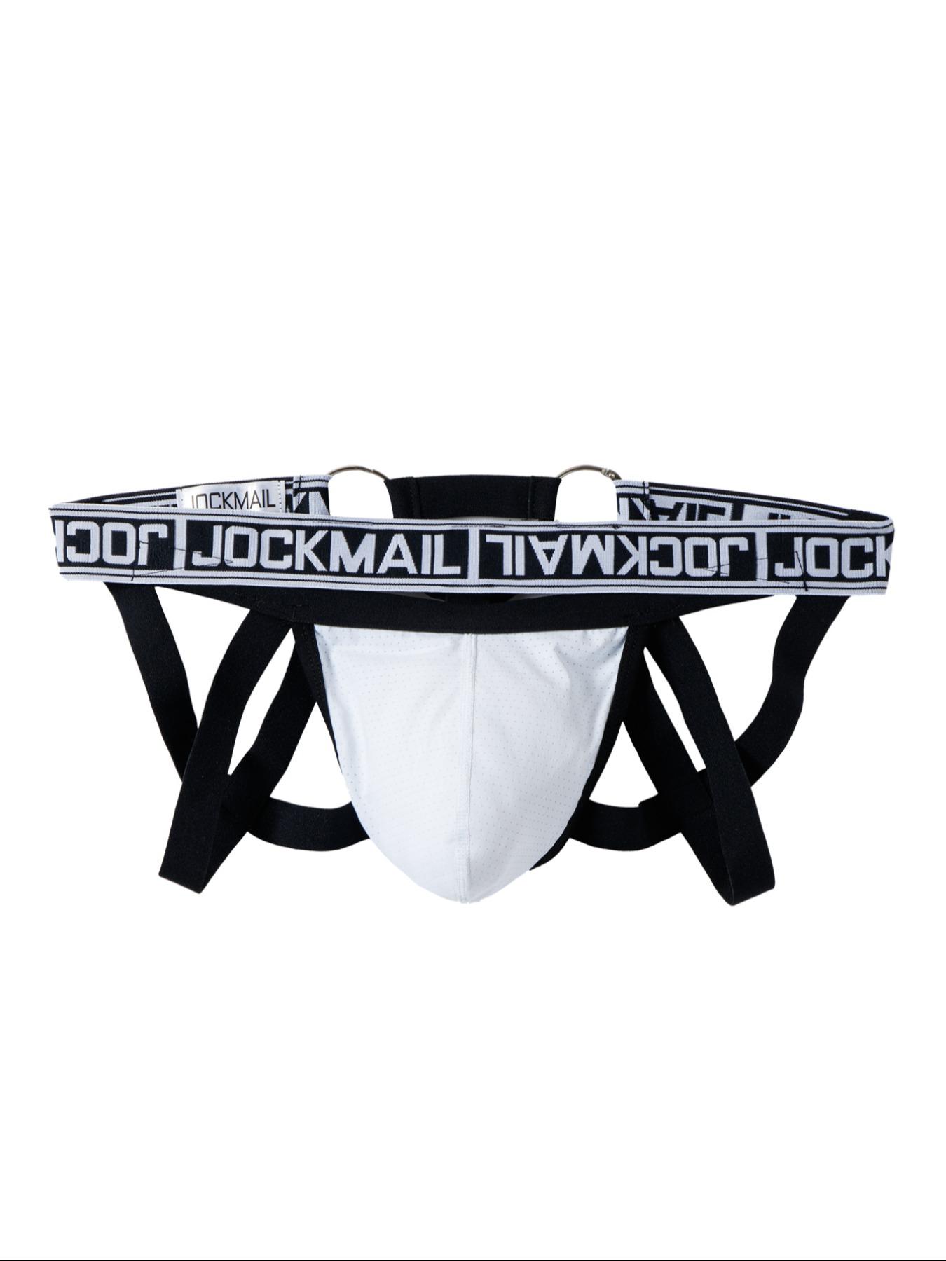 Lgbtq+ Men's Criss Cross Letter Tape Jockstrap, Breathable Ring Linked Sexy Waist Band for Daily Wear, Men's Underwear, Soft Stretch Briefs, Athletic Summer Wear, Elasticity Design Underwear, Activewear, Gym Jockstrap Underwear
