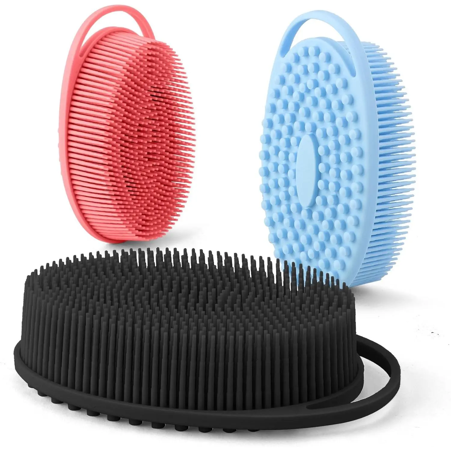Silicone Body Scrubber, Exfoliating Body Scrubber Silicone, 3pack Soft Loofah Silicone Body Scrubbers for Use in Shower, Shower Scrubber for Body, Silicone Scrubber Men Women for All Skin