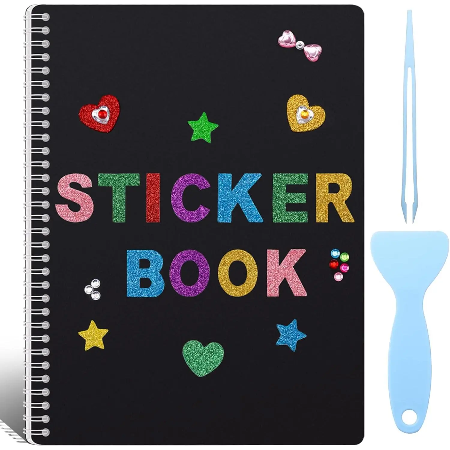 Large  Sticker Book Collecting Album, 8.5×11 Inch Sticker Storage Collection Organizer Book with 40 Sheets Blank Release Paper, Letter &  Cover Stickers and Tools