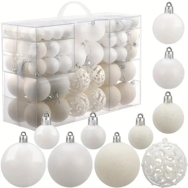 100pcs Christmas Tree Ornaments, Shatterproof Plastic Baubles, Decorative Balls for Holiday Wedding Party Decoration, Festive Holiday Decorations