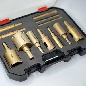 12-Piece Diamond Coated Drill Bit Set, Suitable for Glass, Marble, Granite, Tile, Ceramic, Sizes 6-35mm, Manual Tool Kit
