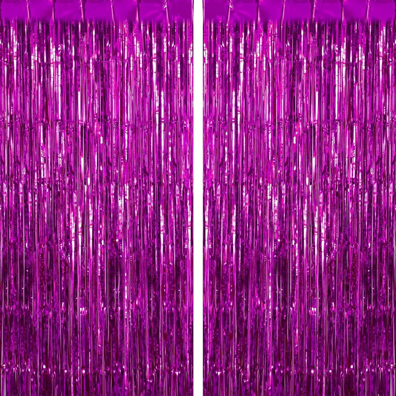 2 Pack Fringe Curtains Foil Shiny Fringe Backdrop Tinsel Door Streamers Foil Curtains for Birthday Wedding Engagement Bridal Shower Celebration Party Decorations Large Rose Red