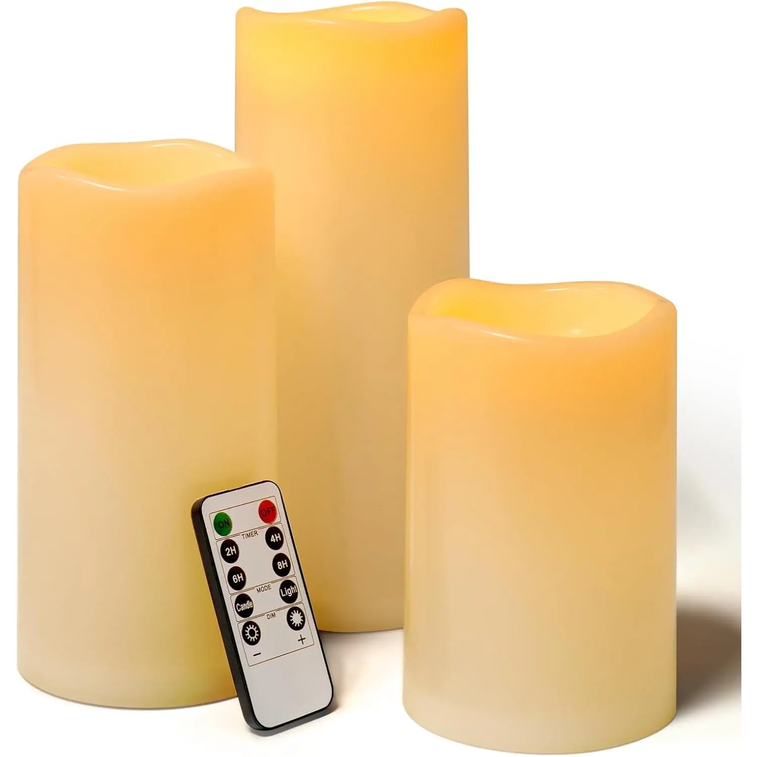 6" 8" 10" x 4" Large  Outdoor Flameless Candles  Operated LED Pillar Candles for Indoor Outdoor Lanterns, , Long Lasting, Set of 3