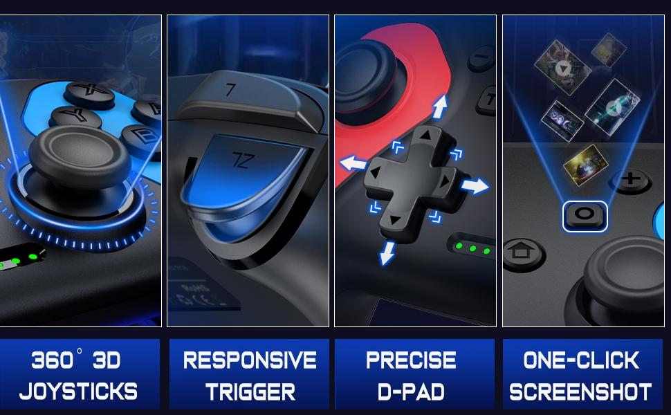 BEBONCOOL Professional Controller for Switch/Lite/OLED, Programmable Wireless Switch Controller with Wake-up, Programmable, Turbo Function, Not Suitable for Xbox and PS5 Consoles