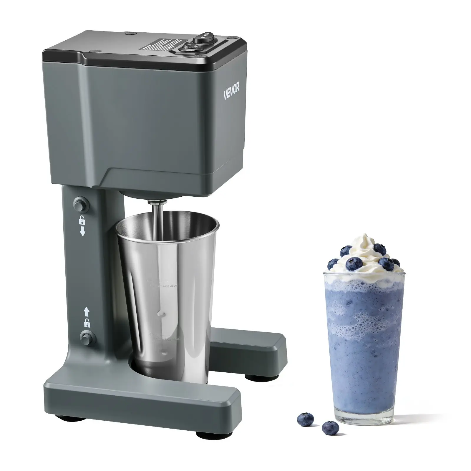 VEVOR Single-Head 150W Stand Mixer, Dual-Speed Steel & Plastic Milkshake Maker with Stainless Steel Cup, 6.83 lbs, 7.56× 7.48×13.78 In/ 192× 190× 350 Mm, for Home Kitchen, Bar Beverage Shop