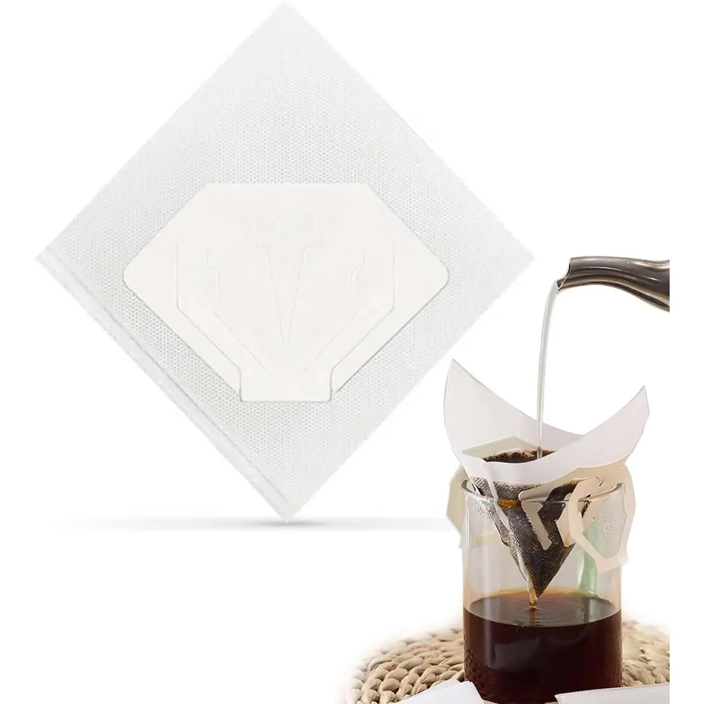 30 count Portable Coffee Filter Paper  Ear Drip Coffee Bag Single Serve Disposable Drip Coffee Filter for , Office, Travel, Camping