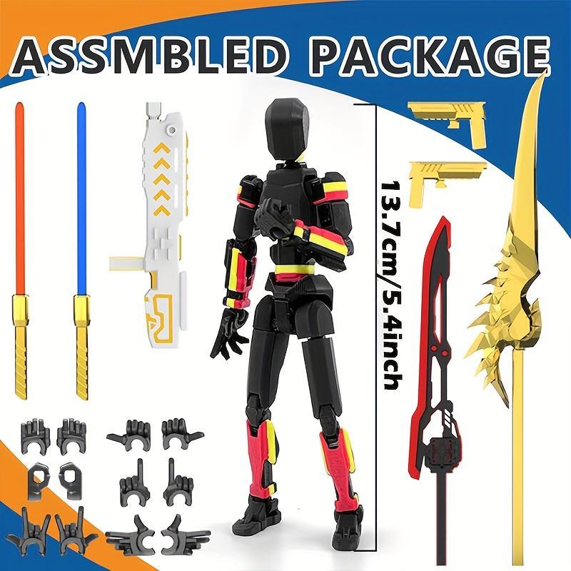 5-Piece T13 Pre-Assembled Action Figure Set, Multi-Color Titan 13 Mecha Models with Laser Saber Accessories, 3D Printed Craftsmanship, Including the Full Collection of Lucky 13, Robo 13 & Nova 13 Figures, Perfect for Gifting & Party Favors
