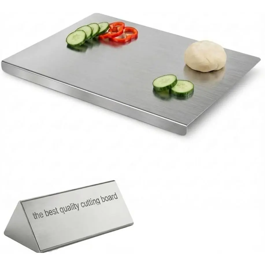 Stainless Steel  Board with Lip, 304  Grade Metal Large Chopping Mats for Kitchen Countertop,  Table de Picar de Acero Inoxidable, Non-Slip Pastry Kneading Board(16"x24")
