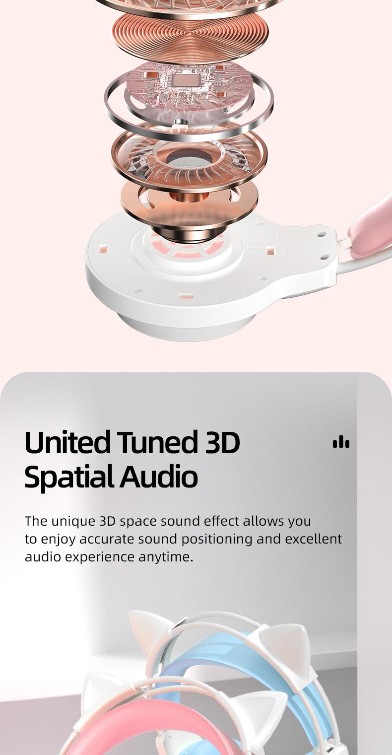 G35 High-Value RGB Gaming Headset with Cute Cat Ear Design, Wired Over-Ear Headphones for PC & Console Games, Multi-Scene Use, PC Gaming Accessories