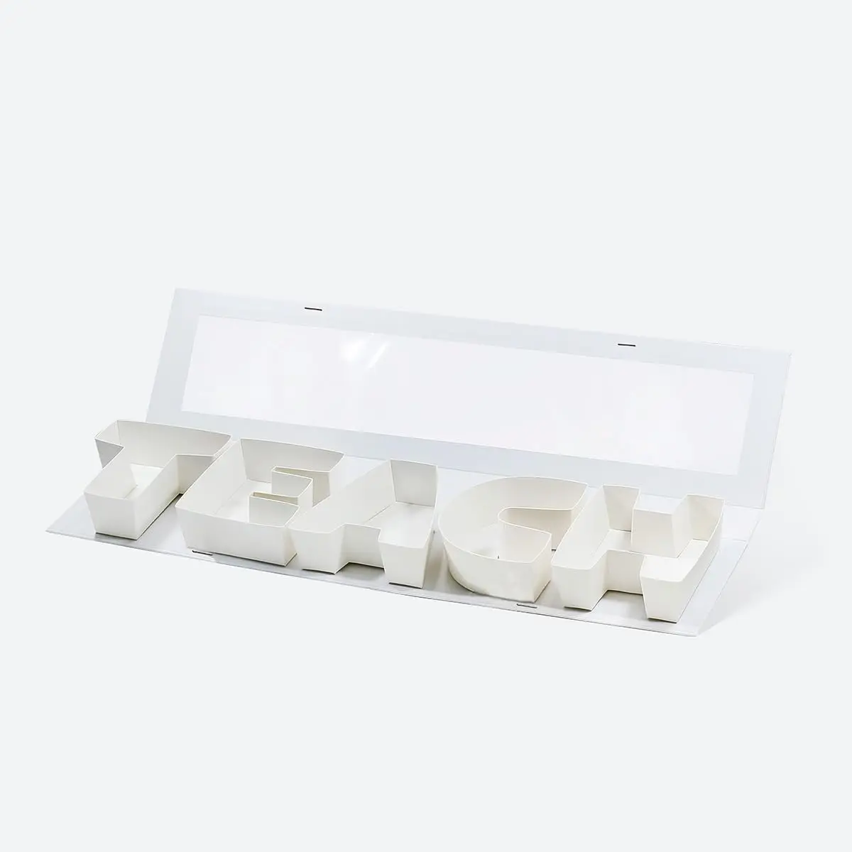 25.7"x6"x2" /Red/White/Black/Navy Blue Creative Teachers' Day Cardboard  Packaging Idea Fillable TEACH Letter Shaped  Boxes(White with Window)